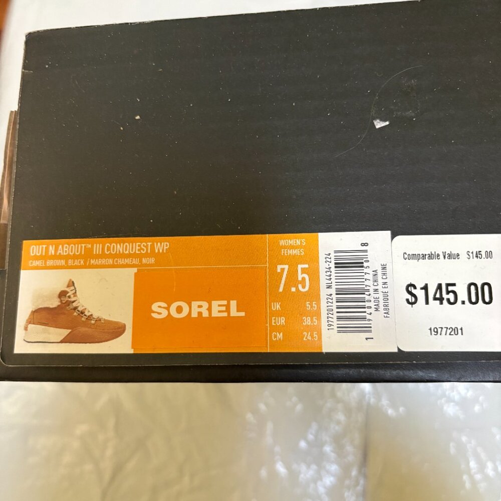 Sorel  Woman Sz 7.5  Cozy   Tawny Buff Suede Wedge Ankle Boots Shoes Camel $159 - Picture 6 of 7